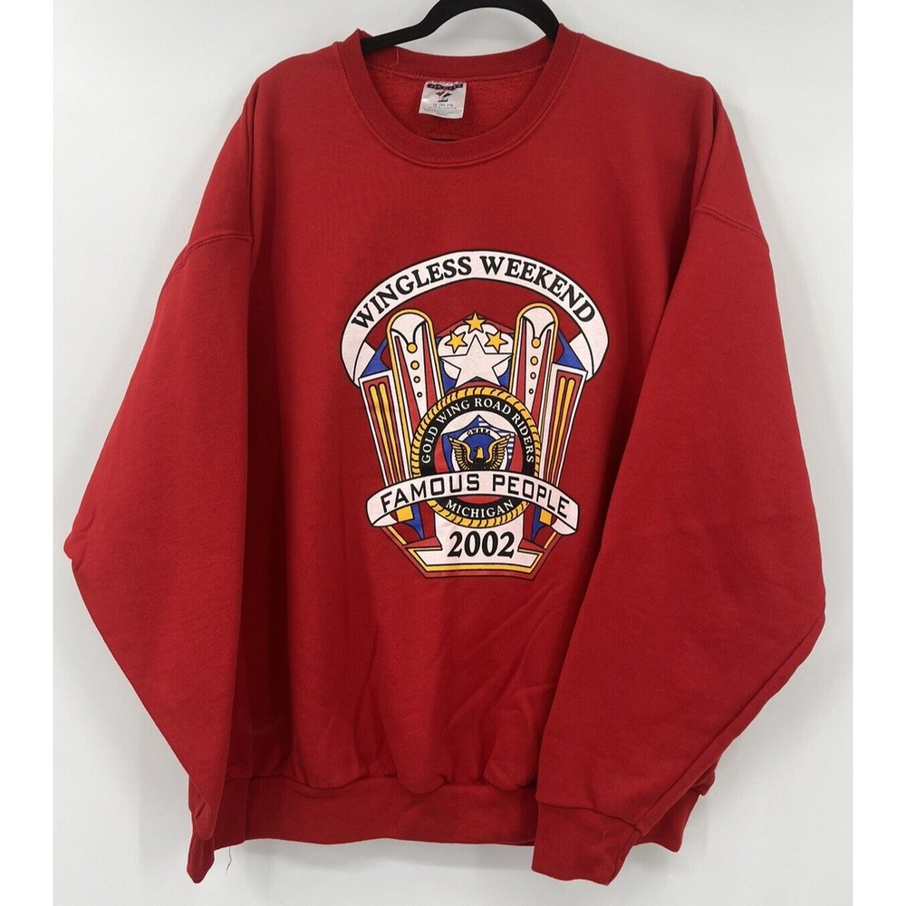 Vintage Jerzees Gold Wing Road Riders Sweatshirt 2X Wingless Weekend 2002